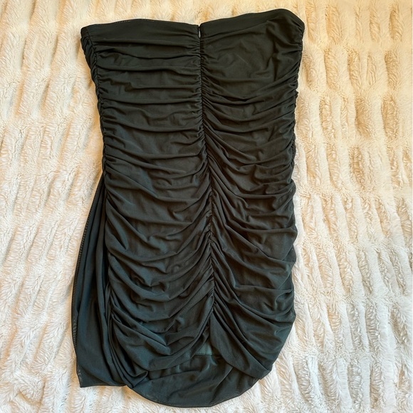 AMANDA UPRICHARD Anja Strapless NEW Dress Moss Green Ruched Stretch Tulle NYE XL - Picture 8 of 11